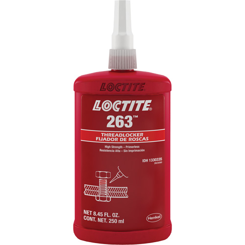 Threadlocker 263 Rapid Cure, Red, High, 250 ml, Bottle GTA Hardware Inc