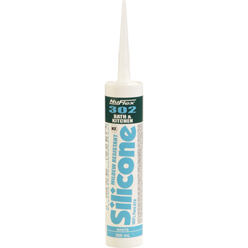 NuFlex&reg; 302 Bath And Kitchen Silicone Sealant, 300 ml, Cartridge, Clear GTA Hardware Inc
