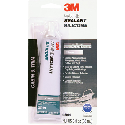 Produit d'&eacute;tanch&eacute;it&eacute; &agrave; base de silicone de calibre marin, 3 oz., Tube, Transparent GTA Hardware Inc