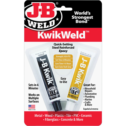 KwikWeld Epoxy, Two-Part, Tube, 2 oz., Grey GTA Hardware Inc
