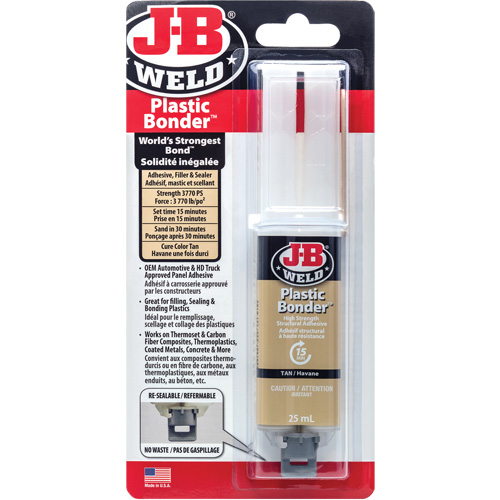 Plastic Bonder Adhesive, 25 ml, Syringe, Two-Part, Tan GTA Hardware Inc