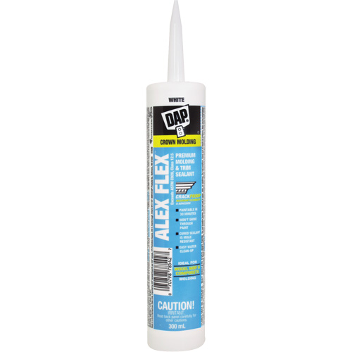 Alex Flex&reg; Premium Molding & Trim Acrylic Latex Siliconized Sealant, 300 ml, Cartridge, White GTA Hardware Inc