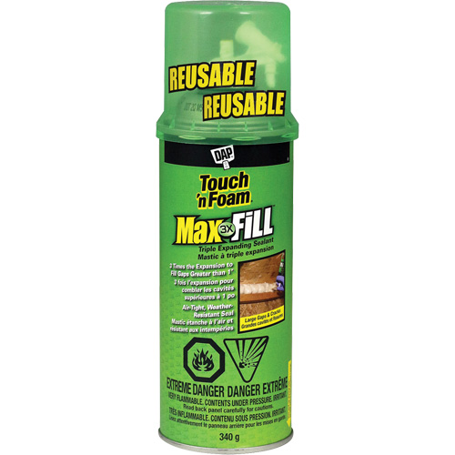 Touch 'n Foam&reg; Max Fill Triple Expanding Sealant, 340 g, Aerosol Can, Cream GTA Hardware Inc