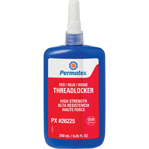 Permanent Strength Threadlocker, Red, High, 250 ml, Bottle GTA Hardware Inc