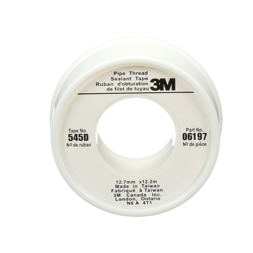 Scotch&reg; Thread Sealant Tape, 480" L x 1/2" W, White GTA Hardware Inc