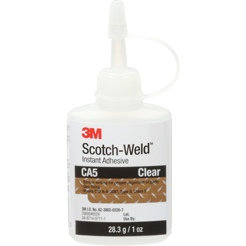 Adh&eacute;sif instantan&eacute; CA5 Scotch-Weld, Transparent, Bouteille, 1 oz GTA Hardware Inc