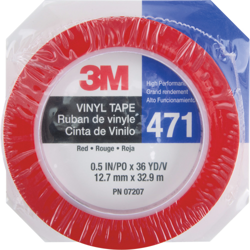 Ruban en vinyle 471, 12 mm (1/2") la x 32,9 m (108') lo, 5,3 mils, Rouge GTA Hardware Inc