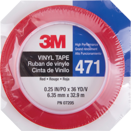 Ruban en vinyle 471, 6 mm (1/4") la x 32,9 m (108') lo, 5,3 mils, Rouge GTA Hardware Inc
