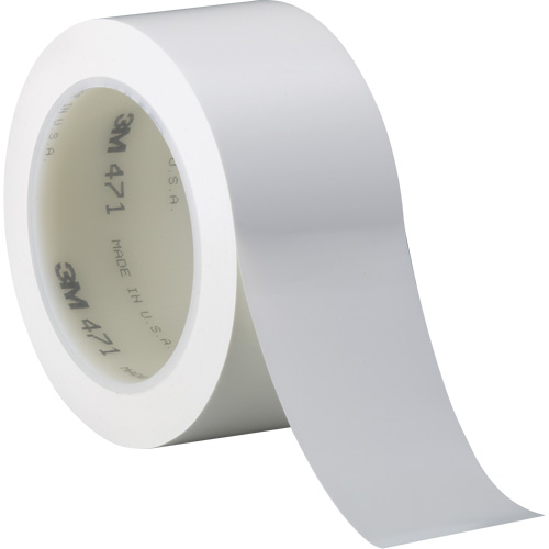 471 Vinyl Tape, 38 mm (1-1/2") W x 32.9 m (108') L, 5.2 mils, White GTA Hardware Inc