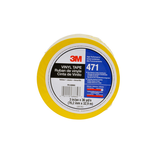 Ruban en vinyle 471, 12 mm (1/2") la x 32,9 m (108') lo, 5,2 mils, Jaune GTA Hardware Inc
