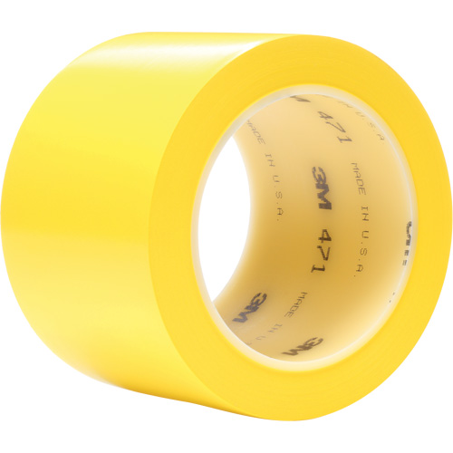 471 Vinyl Tape, 76.2 mm (3") W x 32.9 m (108') L, 5.2 mils, Yellow GTA Hardware Inc