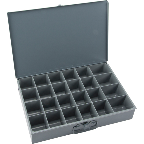 Boîtes &agrave; fond courb&eacute;, Acier, 24 compartiments, 18" la x 12" p, 3" h, Gris GTA Hardware Inc