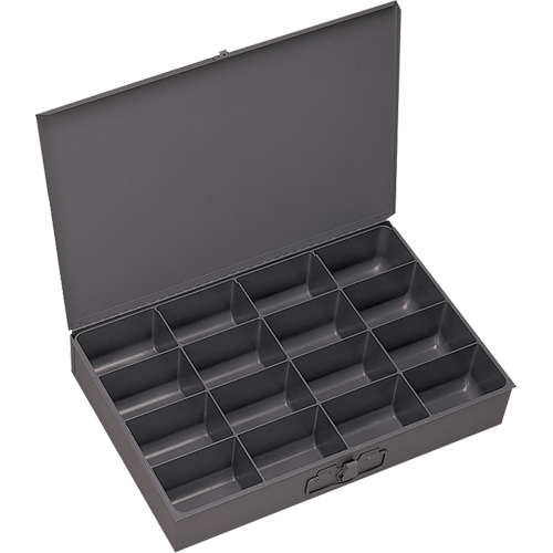 Compartment Scoop Boxes, Steel, 16 Slots, 13-3/8" W x 9-1/4" D x 2" H, Grey GTA Hardware Inc