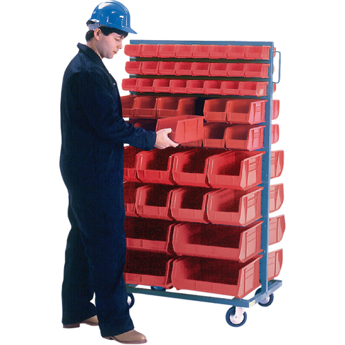 Support mobile deux c&ocirc;t&eacute;s pour bacs, &agrave; deux c&ocirc;t&eacute;s, 96 bacs, 36" la x 24" p x 63" h GTA Hardware Inc