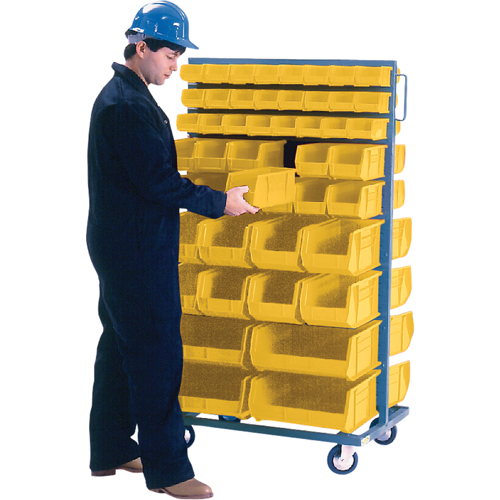 Support mobile deux c&ocirc;t&eacute;s pour bacs, &agrave; deux c&ocirc;t&eacute;s, 96 bacs, 36" la x 24" p x 63" h GTA Hardware Inc