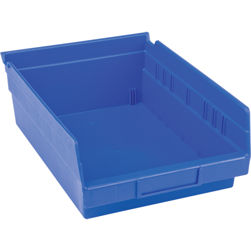 Plastic Shelf Bins, 8-3/8" W x 4" H x 11-5/8" D, Blue, 15 lbs. Capacity GTA Hardware Inc