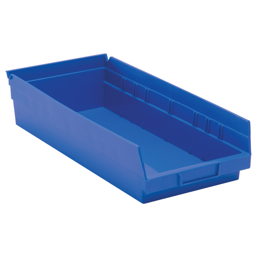 Shelf Bins, 8-3/8" W x 4" H x 17-7/8" D, Blue, 40 lbs. Capacity GTA Hardware Inc
