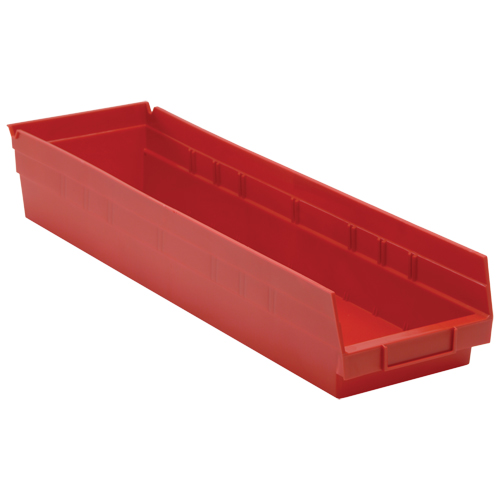 Bacs de rangement pour tablettes, 6-5/8" la x 4" H x 23-5/8" p, Rouge, Capacit&eacute; 50 lb GTA Hardware Inc