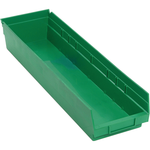Shelf Bins, 6-5/8" W x 4" H x 23-5/8" D, Green, 50 lbs. Capacity GTA Hardware Inc