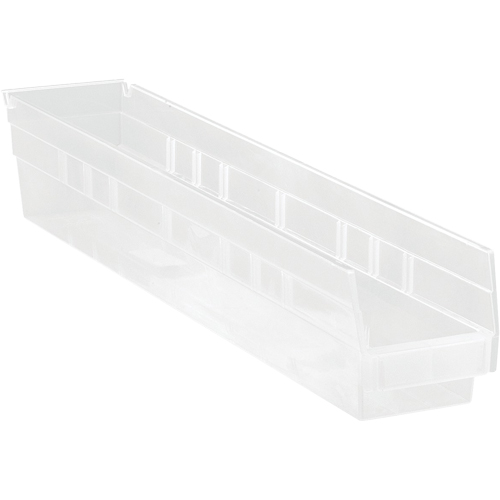 Shelf Bins, 4-1/8" W x 4" H x 23-5/8" D, Clear, 50 lbs. Capacity GTA Hardware Inc