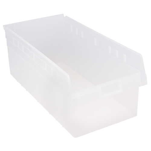 Store-Max Shelf Bins, 11-1/8" W x 8" H x 23-5/8" D, Clear, 68 lbs. Capacity GTA Hardware Inc