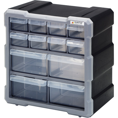 Armoire &agrave; tiroir, Plastique, 12 tiroirs, 10-1/2" x 6-1/4" x 10-1/4", Noir GTA Hardware Inc