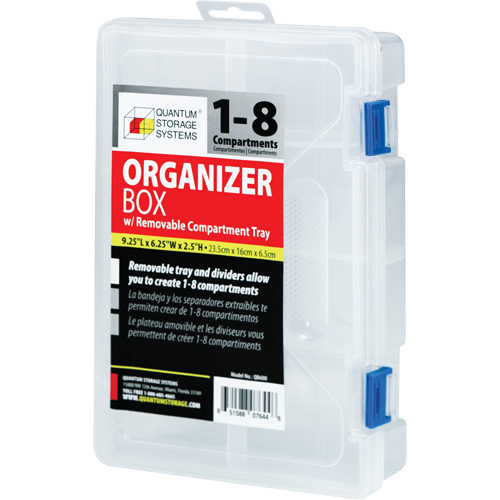 Boîte &agrave; compartiments en plastique, 6,25" la x 9,25" p x 2,2" h, 8 compartiments GTA Hardware Inc