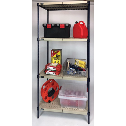 &eacute;tag&egrave;re en fils m&eacute;talliques avec tablettes en plastique, Cadre en fils m&eacute;talliques avec tablettes en plastique, Sans boulons, Capacit&eacute; 600 lb, 30" la x 72" h x 18" p GTA Hardware Inc