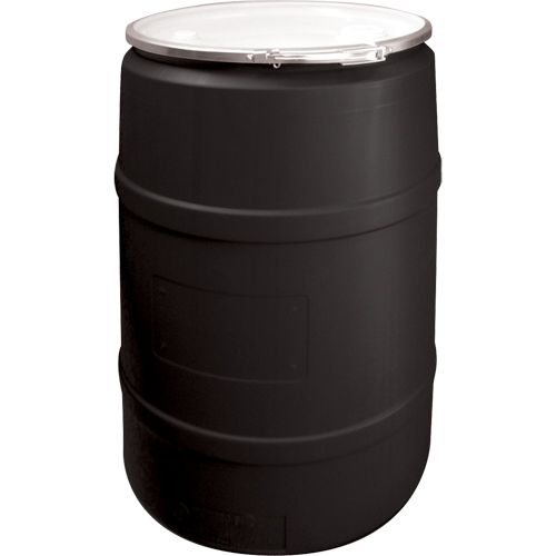 Polyethylene Drums, 55 US gal (45 imp. gal.), Open Top, Black GTA Hardware Inc