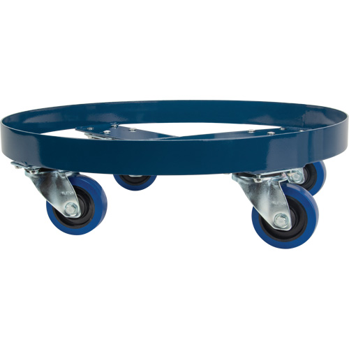 Drum Dolly, Steel, 1400 lbs. Capacity, 24" Diameter, Blue Elastic Casters GTA Hardware Inc