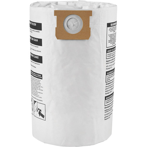 Sacs filtrants pour d&eacute;bris secs jetables de type G, 15 - 22 gal US GTA Hardware Inc