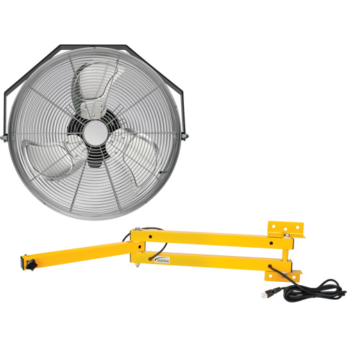 Trousse de ventilateur pour poste de travail industriel avec bras double verrouillable, Industriel, 3 vitesses, Diam&egrave;tre de 18" GTA Hardware Inc