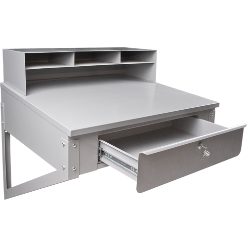 Pupitre d'atelier mural, 34-1/2" la x 28" p x 31" h, Gris GTA Hardware Inc