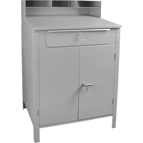 Pupitre d'atelier de style armoire, 34-1/2" la x 30" p x 53" h, Gris GTA Hardware Inc