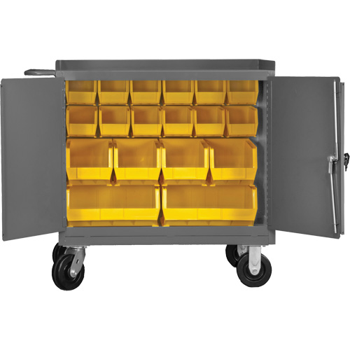 Mobile Workbench Cabinet with Bins, Steel Surface GTA Hardware Inc