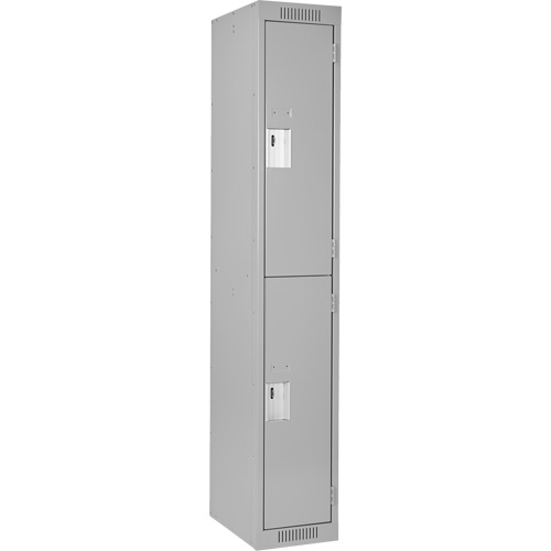 Clean Line Lockers, 2 -tier, 12" x 18" x 72", Steel, Grey, Rivet (Assembled) GTA Hardware Inc