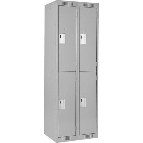 Clean Line Lockers, 2 -tier, Bank of 2, 24" x 18" x 72", Steel, Grey, Rivet (Assembled) GTA Hardware Inc