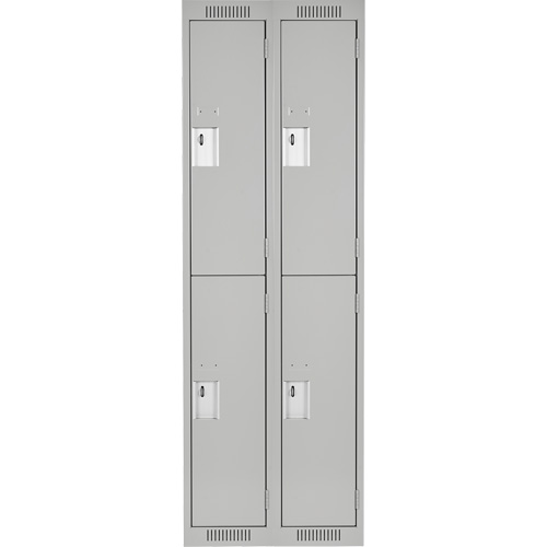 Clean Line Lockers, 2 -tier, Bank of 2, 24" x 18" x 72", Steel, Grey, Rivet (Assembled) GTA Hardware Inc