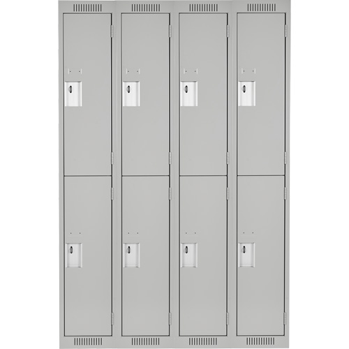 Clean Line Lockers, 2 -tier, Bank of 4, 48" x 18" x 72", Steel, Grey, Rivet (Assembled) GTA Hardware Inc