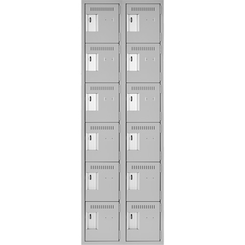 Clean Line Lockerettes, 6 -tier, Bank of 2, 24" x 18" x 72", Steel, Grey, Rivet (Assembled) GTA Hardware Inc
