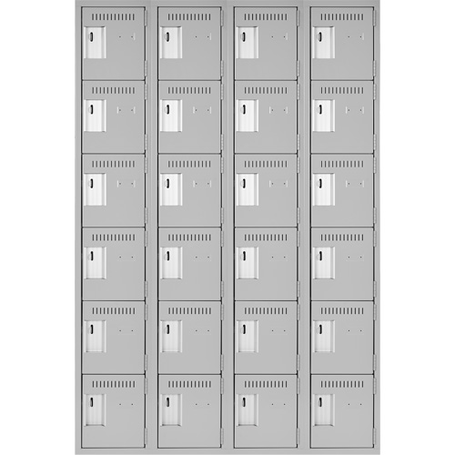 Clean Line Lockerettes, 6 -tier, Bank of 4, 48" x 18" x 72", Steel, Grey, Rivet (Assembled) GTA Hardware Inc