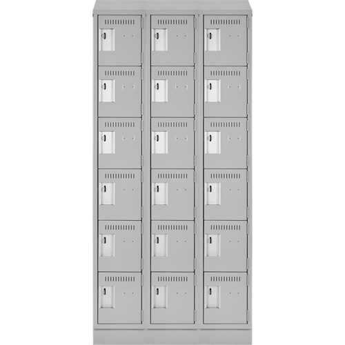 Clean Line Lockerette, 6 -tier, Bank of 3, 36" x 18" x 82", Steel, Grey, Rivet (Assembled) GTA Hardware Inc