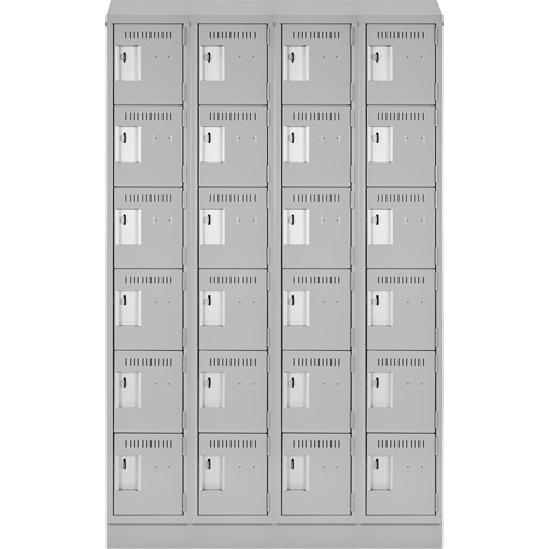 Clean Line Lockerette, 6 -tier, Bank of 4, 48" x 18" x 82", Steel, Grey, Rivet (Assembled) GTA Hardware Inc