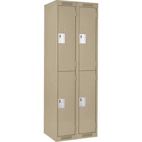 Clean Line Lockers, 2 -tier, Bank of 2, 24" x 18" x 72", Steel, Beige, Rivet (Assembled) GTA Hardware Inc