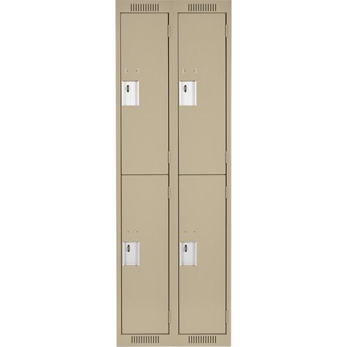Clean Line Lockers, 2 -tier, Bank of 2, 24" x 18" x 72", Steel, Beige, Rivet (Assembled) GTA Hardware Inc