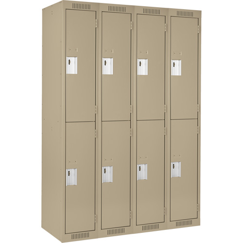 Clean Line Lockers, 2 -tier, Bank of 4, 48" x 18" x 72", Steel, Beige, Rivet (Assembled) GTA Hardware Inc