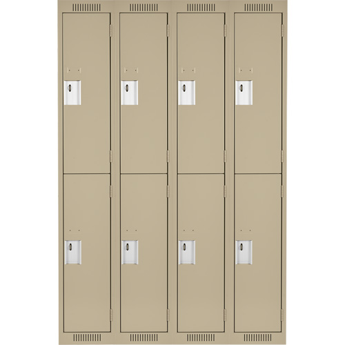 Clean Line Lockers, 2 -tier, Bank of 4, 48" x 18" x 72", Steel, Beige, Rivet (Assembled) GTA Hardware Inc