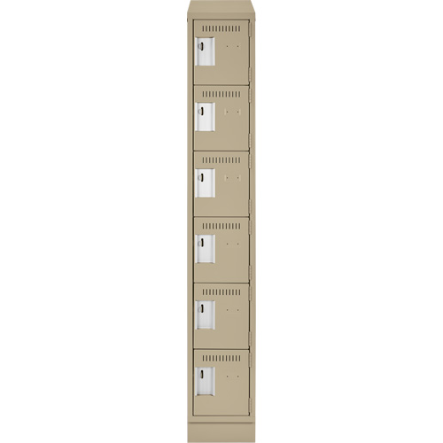 Clean Line Lockerette , 6 -tier, 12" x 18" x 82", Steel, Beige, Rivet (Assembled) GTA Hardware Inc