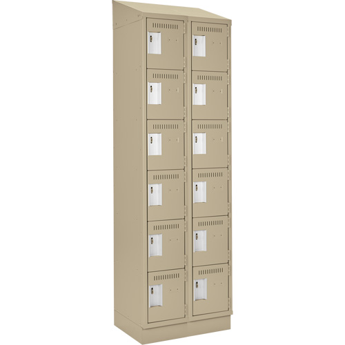 Clean Line Lockerette , 6 -tier, Bank of 2, 24" x 18" x 82", Steel, Beige, Rivet (Assembled) GTA Hardware Inc