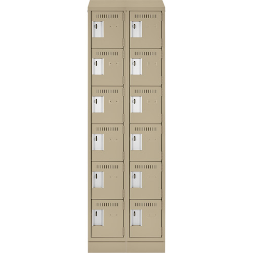 Clean Line Lockerette , 6 -tier, Bank of 2, 24" x 18" x 82", Steel, Beige, Rivet (Assembled) GTA Hardware Inc